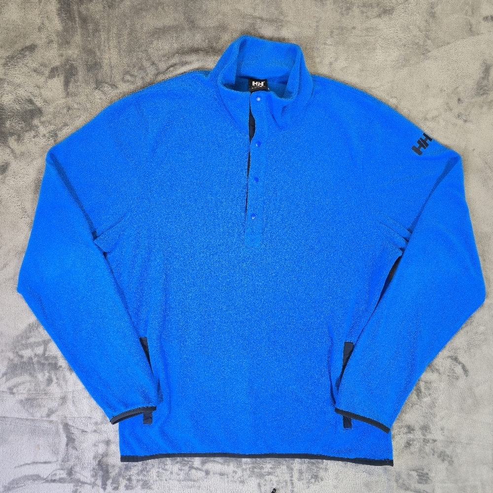 Helly Hansen Snap Button Fleece Sweater Size Medium Blue